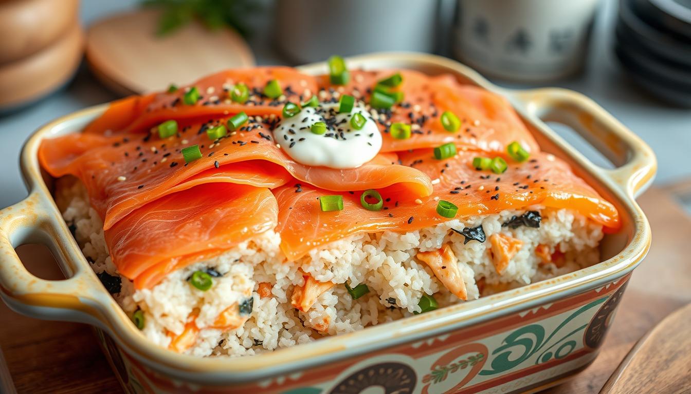 salmon sushi bake