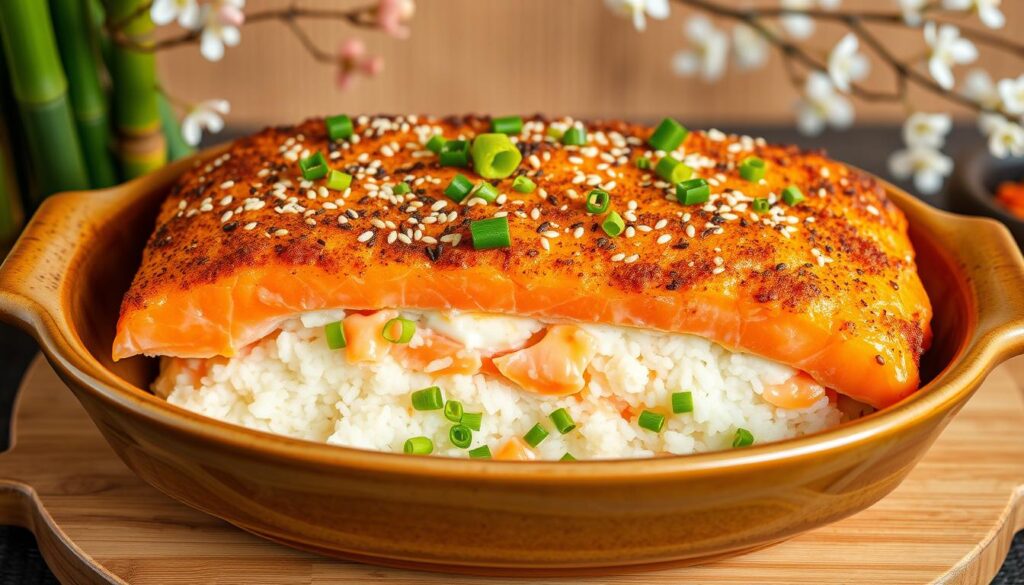 salmon sushi bake