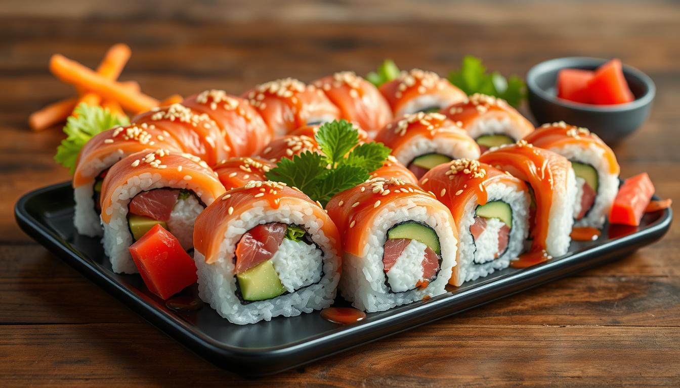 salmon sushi rolls