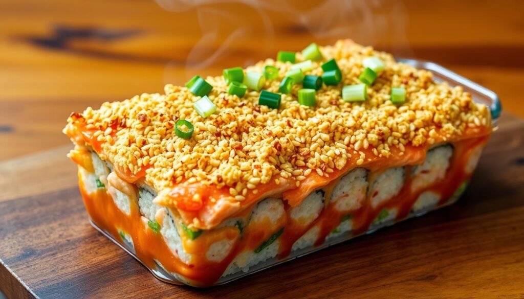 spicy salmon sushi bake